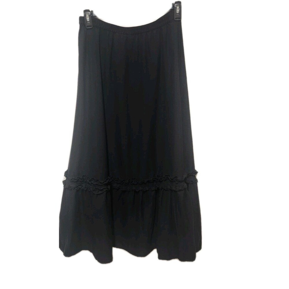 Cityspeak Black 100% Silk Tiered M Skirt